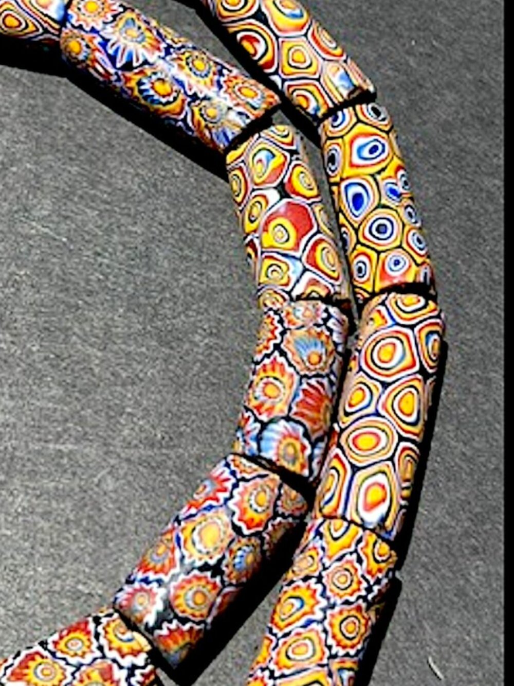 Antique Venetian Millefiori African Trade Eye Bead Necklace 16"Long w/ 27 Beads